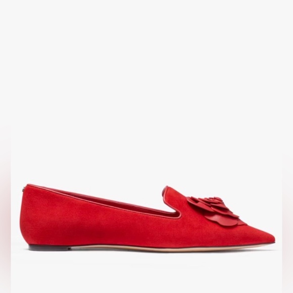 RARE Kate Spade Suede Red Rose Flats - Picture 2 of 6